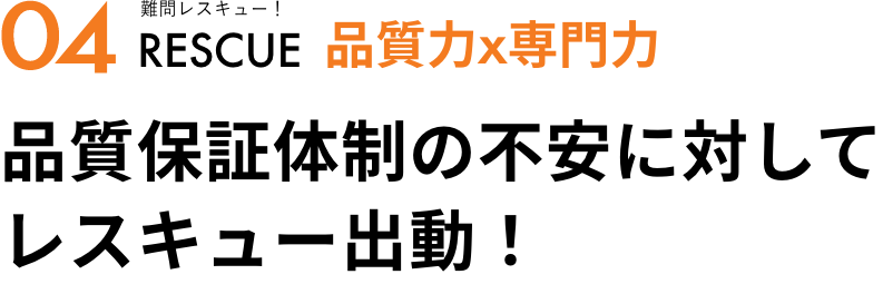 04 難問レスキュー！ 品質力×専門力 品質保証体制の不安に対してレスキュー出動！